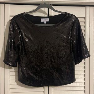 NWOT Ripley Rader black sequin short sleeve top
